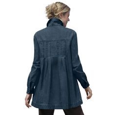 Woman Within Women's Plus Size Pleat-Back Denim Jacket Jacket.This versatile button-front denim jacket with a pleated back has a relaxed fit and slight A-line shape that layers over everything. Made with button cuffs. Front welt pockets30 length Pure cotton, importedMachine washable. About the brand: At Woman Within were the experts in plus size comfort, and weve been doing this for over 100 years. No surprise then that were one of the go-to brands in the plus-size clothing industry for incredib Denim Jacket Long, Boyfriend Denim Jacket, Oversized Jeans, Jean Jacket Women, Woman Within, Jacket Long, Swimsuits For All, Denim Jacket Women, Indigo Blue