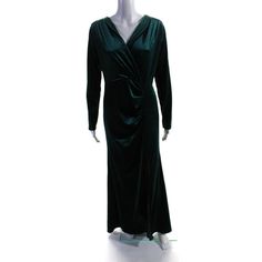 New With Tags, This Formal Teal Green Ball Gown In Size L Is A Stunning Addition To Your Winter Wardrobe. Made From Polyester, The Full-Length Dress Features A V-Neckline, Long Sleeves, And Zipper Closure. The A-Line Silhouette With Ruched Detailing On The Velvet Fabric Adds A Touch Of Elegance To The Solid Pattern. With A Bust Of 34" And A Waist Of 28", This Gown Is Perfect For Formal Occasions. Green Ruched Draped Maxi Dress, Green Ruched Maxi Dress For Fall, Green Long Sleeve Ruched Maxi Dress, Green Ruched Long Sleeve Maxi Dress, Green Ball Gown, Full Length Dress, The Velvet, A Line Gown, Solid Pattern