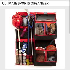 the ultimate sports organizer is packed with various items