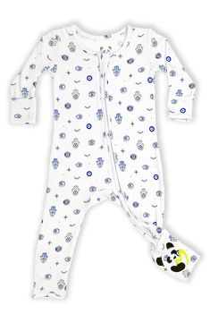 Your little one will love the fit and feel of this footie that converts to pajamas for day and night comfort. Cut from fabric made specially for sensitive skin, this eye-conic style will be a play-all-day, sleep-all-night favorite. Meets Consumer Product Safety Commission's flammability standards for children's sleepwear Two-way zip closure with chin guard Fold-over cuffs on sizes Newborn to 3–6 months help prevent accidental scratches 95% rayon, 5% spandex Machine wash, tumble dry Imported OEKO Footie Pajamas, Boys Sleepwear, Bamboo Pajamas, Footie Pajama, Bamboo Fabric, Consumer Products, Baby Skin, Day And Night