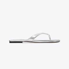 The warm-weather must-have is elevated in sleek mirror metallic. Slim straps add a sense of pared-back elegance and a cushioned footbed ensures long-lasting comfort. Soft Sandals, Jelly Sandals, Wood Bridge, Footwear Design Women, Designer Sandals, Flip Flop, Embossed Leather, Warm Weather, Leather Sandals