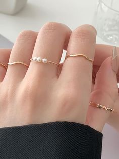 Simple Casual Chic Geometric Rings GOLD-One_size Simple Ring Design, Stylish Jewelry Accessories, Hand Jewelry Rings, Geometric Rings, Jewelry Necklace Simple, Pretty Jewelry Necklaces, Casual Rings, Rings Accessories, Gold Rings Fashion