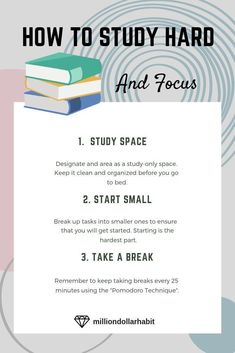 a poster with the words how to study hard and focus