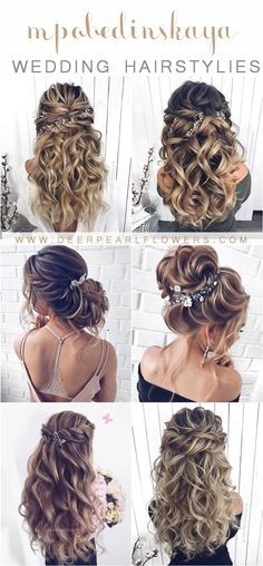 Long half up half down wedding hairstyles and wedding updos from mpobedinskaya  Long half up half down wedding hairstyles and wedding updos from mpobedinskaya Deer Flowers, Wedding Hairs, Medium Length Updo, Wedding Updos, Pearl Flowers, Bride Hair, Wedding Hair Down