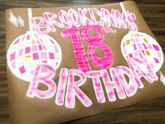 a birthday card with the words brooklyn's 10th birthday written in pink and white