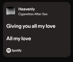 an image of someone giving you all my love with the spotify logo on it