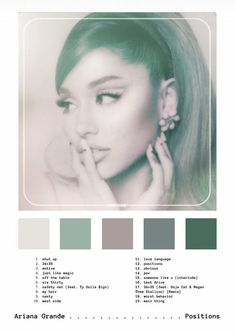 an image of a woman's face with her hands on her chin, and the color chart below