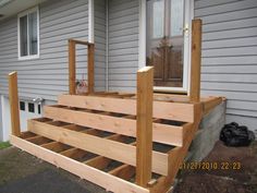 the steps are made out of wood and ready to be built into the front yard