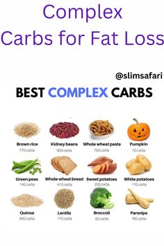 Complex carbs for fat loss #fatloss #loseweight #weightloss Best Complex Carbs, Carbs List, Man Recipes, No Carbs, 1200 Calorie