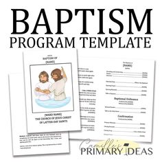 Baptism Program Template, Lds Relief Society Activities, Lds Baptism Program, Catholic Baptism, Lds Primary Lessons, Primary Program, Printable Programs, Baptism Photos