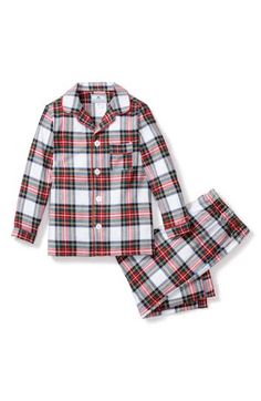 Elevate your kiddo's sleep attire with these festive tartan flannel pajamas detailed with contrast piping and pearly buttons. Meets Consumer Product Safety Commission's flammability standards for children's sleepwear 50% cotton, 50% modacrylic Machine wash, dry flat Imported Cotton Pajama Set, Luxury Sleepwear, Cotton Pajama Sets, Flannel Pajamas, Jennifer Fisher, Holiday Wardrobe, Matching Pants, Cotton Pyjamas, Tartan Pattern