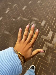 Acrylic pink/nude nails with brown french tips Brown And Pink Nails Acrylic, Pink And Brown Nails, Nails With Brown, Brown French Tips, Pink Nude Nails, Brown French, Acrylic Pink, Acrylic Nails Coffin Short, French Tips