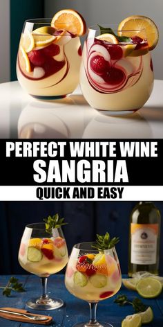 two glasses filled with sanggraa and garnished with fruit