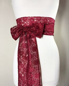 Burgundy Lace Sash Wine Lace Sash Extra Long Wedding by SatinSwank Fitted Evening Sash With Tie Back, Wedding Sash With Tie Back, Fitted Tie Back Sash For Evening, Fitted Sashes With Satin Bow, Fitted Bridesmaid Sash, Fitted Ribbon Sashes For Evening, Fitted Lace Bridal Belt For Ceremony, Fitted Ribbon Sash For Wedding, Fitted Bow Sash For Bridesmaid