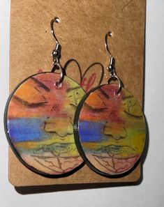 Custom Dangle Wooden Earrings in Varied Acrylic Paint, Personalized  Papers Sealed, Team Backgrounds, Beads, Custom Colors, Etc. Unique and Handmade. Hand Painted Multicolor Metal Jewelry, Multicolor Hand Painted Metal Jewelry, Hand Painted Adjustable Teardrop Jewelry, Artsy Nickel-free Dangle Hoop Earrings, Artsy Yellow Jewelry With Ear Wire, Hand Painted Brown Dangle Jewelry, Artistic Yellow Nickel-free Jewelry, Artistic Multicolor Hypoallergenic Jewelry, Artsy Adjustable Hypoallergenic Jewelry