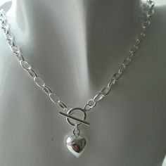 Beautiful Chunky Heart Pendant Necklace T Bar Silver Plated 18" Chain Pendant Size approx 10mm x 10mm Comes with a gift bag Chunky Silver Necklaces, Chunky Silver Necklace, Chase Atlantic, Yeah Yeah, Concert Outfits, Chain Pendant, Heart Pendant Necklace, Chain Pendants, Concert Outfit