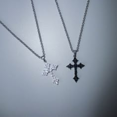 𝑪𝒁 𝑮𝑶𝑻𝑯𝑰𝑪 𝑪𝑹𝑶𝑺𝑺 𝑵𝑬𝑪𝑲𝑳𝑨𝑪𝑬 * handmade in Los Angeles * Solid Stainless Steel Rolo Link Chain + hardware * Cubic Zirconia Cross Pendant in Clear or Black * choose your length (Short 15"-18" or Long 18"-22") This necklace features a shiny gothic-style cross pendant with a dainty link style chain. It is adjustable and perfect for layering. Feel free to get it wet, it will not tarnish or fade. ♥ Please allow 1-5 days before shipment | Each piece is made by hand Message me with any Chrome Cross Necklace, Gothic Cross Pendant, Matching Cross Necklaces, Cross Necklace Goth, Cross Necklace Gothic, Gothic Stainless Steel Cross Necklace, Goth Cross Necklace, Cross Necklace Outfit, Crosses Necklace