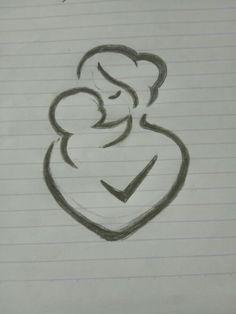 a drawing of a mother holding her child