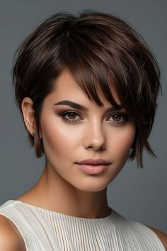 French Pixie, Hot Hairstyles, Shaggy Short Hair, Brunette Balayage, Very Short Haircuts, Edgy Short Hair, Bob Hairstyles For Fine Hair