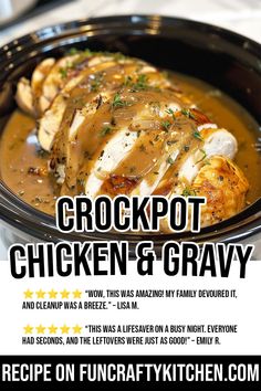 the flyer for crockpot chicken and gravy