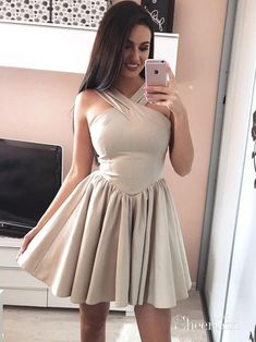 A Line Simple Mini Homecoming Dresses Cheap Satin Graduation Dress ARD1677-SheerGirl Satin Homecoming Dresses, Burgundy Homecoming Dress, Simple Homecoming Dresses, Mini Homecoming Dresses, Cheap Homecoming Dresses, Dress With Pleats, Graduation Dresses, Satin Short, Formal Dresses Short