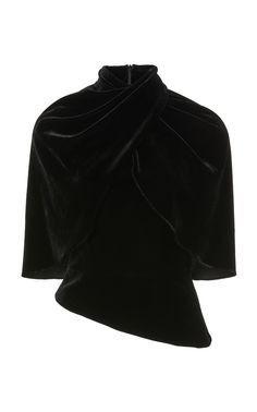 Click product to zoom Velvet Blouse, Brandon Maxwell, Black Drapes, Velvet Blouses, Moda Operandi, Daily Fashion, Fashion Collection, Pink Dress, Cape