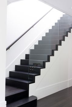 the stairs are black and white in color