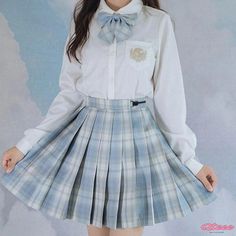 Qteee - Classy A-line Pleated Skirt - Plaid Pattern - Perfect for JK Uniform White Skirt For School In Fall, Kawaii Skirt, Kawaii School, Style Bleu, Daily Dress, Swimwear Cover, Lace Mini Dress, Blazer Dress, Cardigan Jacket