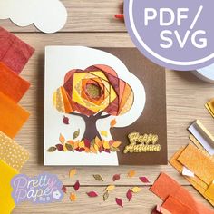 a card that has been made to look like an autumn tree