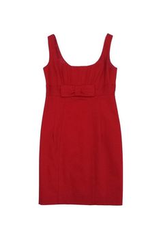 Current Boutique-Nanette Lepore - Red Sleeveless Waist Bow Dress Sz 4 Red Sleeveless Mini Dress With Back Zipper, Red Sleeveless Lined Mini Dress, Nanette Lepore Dress, Bow Dress, Ribbed Knit Dress, Short Dresses Casual, Body Dress, Nanette Lepore, Red Shorts