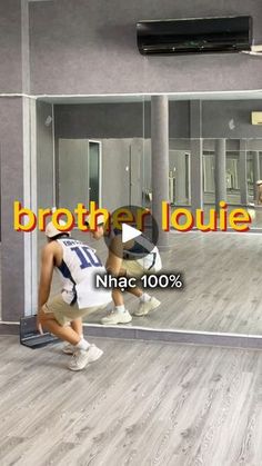 two men are doing squats in front of mirrors with the words brother louis above them