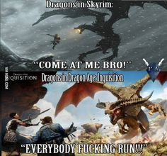 two pictures with the same caption in different languages, one has an image of a dragon