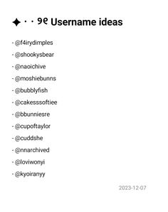 a white background with the words 9 username ideas