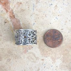 Sterling Silver Filigree Floral Cigar Band Ring – LSJ Floral Ring, Sterling Silver Filigree, Silver Accessories, Go Up, Silver Filigree, Silver Man, Cigars, Band Ring, Floral Rings