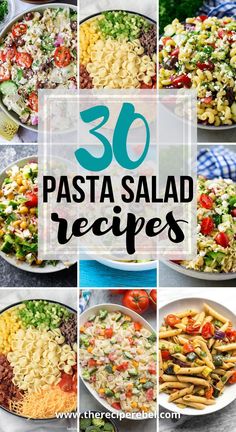 pasta salad recipe collage with the words 30 pasta salad recipes