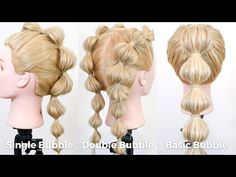 Want a cute and easy summer hairstyle, then give bubble braids a try! They are super easy and you don't need to braid! Ribbon Braids, Braided Half Up