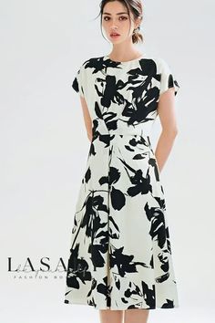 Lasaky - Sophisticated Monochrome Ink-Dyed Waist Gathering Maxi Dress