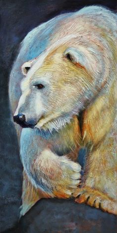 a pastel drawing of a polar bear