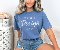 Comfort Colors C1717 Blue Jean Tee Mockup! It's all in the Details 🤩 Being an owner a multiple Etsy shops I know the importance of a great image to grab the attention of buyers! I hope these Mockups will help you display your beautiful work and create your own wonderful Brand!  📸 We take pride in our clothing Mockups we have created! From T-Shirts, Hooded Sweatshirts, Tank Tops and Infant Clothing. Including Brands from Bella Canvas, Gildan and Next level. Having a clean and wrinkle free Mocku Blue Relaxed Fit T-shirt With Branding, Blue Casual T-shirt With Custom Print, Customizable Blue Short Sleeve T-shirt, Casual Customizable Blue T-shirt, Casual Blue T-shirt With Custom Print, Blue Relaxed Fit Branded Tops, Blue Relaxed Fit Tops With Branding, Blue Custom Print Crew Neck Tops, Customizable Blue Crew Neck Shirt