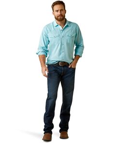 Greater Arm Mobility for freedom of movement Western yoke and pocket styling Blue Tops With Pockets For Ranch, Western Relaxed Fit Tops With Pockets, Western Style Tops With Pockets And Relaxed Fit, Relaxed Fit Shirt With Pockets For Ranch, Retro Fits, Freedom Of Movement, Western Shirt, Western Shirts, Boots