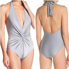 Brand New With Tags! Retail $149 Chanel Your Inner Hollywood Siren With The Plunging, Gathered Neck Of This Uber-Glam Swimsuit. Style Name: Ted Baker London Low Knot One-Piece Swimsuit Halter Neck Tie Up Elegant One Pieces For Spring Swimming, Elegant Pool Bodysuit For Spring, Elegant Bodysuit For Pool And Spring Season, Elegant Spring Bodysuit For Pool, Elegant Sleeveless Spring One-piece, Swimsuits Halter, Ted Baker London, Halter Neck, Womens Swim