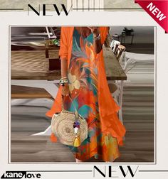 Orange Print Maxi Dress with Jacket Maxi Dress With Jacket, Maxi Dress Outfit, Dress Indian Style, Plus Size Kleidung, Women Over 50, Maxi Dress Green, Vestido Casual, Dress Cover, Outfit Casual