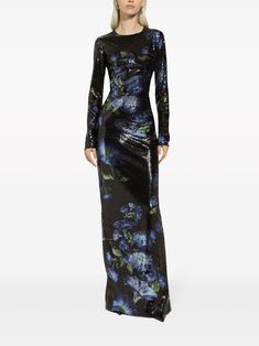 Dolce & Gabbana floral-print Sequinned Gown - Farfetch