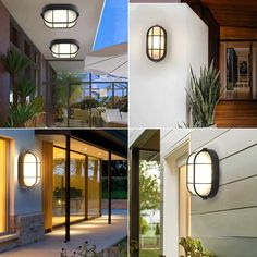 four different types of lights on the outside of a house