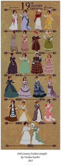 the cross stitch pattern for disney's princesses is shown in different colors and sizes