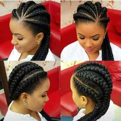 Big Cornrows Hairstyles, Big Cornrows, Ghana Braids Hairstyles, New Natural Hairstyles, Big Braids, Afrikaanse Mode