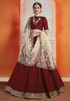 Maroon Indian Designer Lehenga choli With Net Dupatta.  Customize in any color and Size. Art Silk Sharara For Wedding, Choli With Sheer Dupatta For Navratri Ceremonies, Choli With Sheer Dupatta For Navratri, Navratri Choli With Sheer Dupatta For Traditional Ceremonies, Bollywood Art Silk Gown For Traditional Ceremonies, Bollywood Choli With Sheer Dupatta For Traditional Ceremonies, Elegant Choli With Sheer Dupatta For Traditional Ceremonies, Festive Gown With Unstitched Blouse, Eid Festival Lehenga