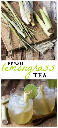 fresh lemongrass tea is served in two glasses