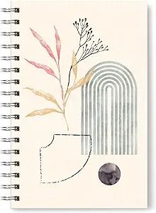 a spiral notebook with an image of a plant in the center and a circle on the cover