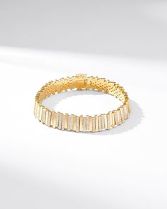 Suzanne Kalan Golden Stacker Half Pave Tennis Bracelet in 18k yellow gold Luxury Exquisite Tennis Bracelet With Diamond Accents, Diamond Tennis Bracelet Women Gold, Diamonds Bracelet, Box Clasp, Fit Details, Gold Piece, Jewelry Tray, White Rose Gold, Tennis Bracelet